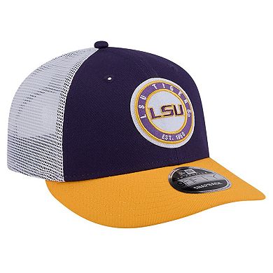 Men's New Era Purple LSU Tigers Throwback Circle Patch 9FIFTY Trucker Snapback Hat