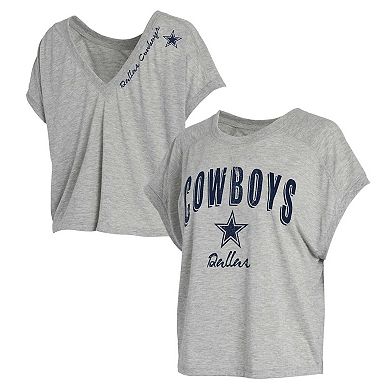 Women's WEAR by Erin Andrews Heather Gray Dallas Cowboys Reversible T-Shirt