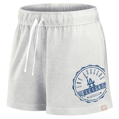 Women's Fanatics Branded Oatmeal Los Angeles Dodgers Oversized Badge Lounge Shorts