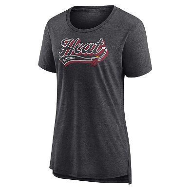 Women's Fanatics Branded Heather Charcoal Miami Heat League Leader Tri-Blend T-Shirt