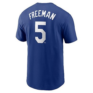 Men's Nike Freddie Freeman Royal Los Angeles Dodgers Fuse Name & Number T-Shirt