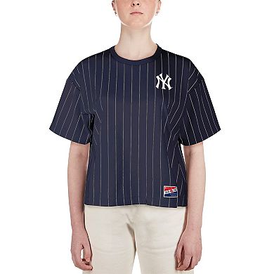 Women's New Era Navy New York Yankees Boxy Pinstripe T-Shirt