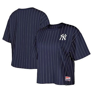 Women's New Era Navy New York Yankees Boxy Pinstripe T-Shirt