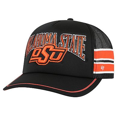Men's '47 Black Oklahoma State Cowboys Sideband Trucker Adjustable Hat