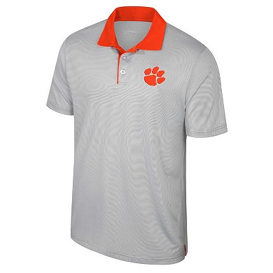 Men's Colosseum Gray Clemson Tigers Big & Tall Tuck Striped Polo
