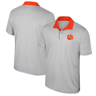 Men's Colosseum Gray Clemson Tigers Big & Tall Tuck Striped Polo