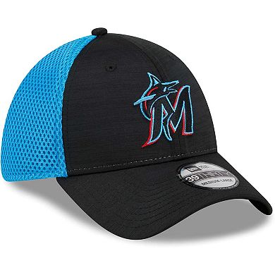 Men's New Era Black Miami Marlins Neo 39THIRTY Flex Hat