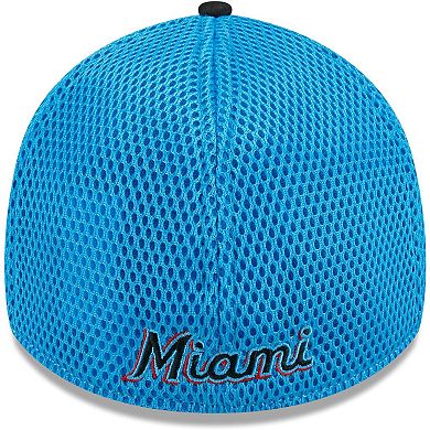 Men's New Era Black Miami Marlins Neo 39THIRTY Flex Hat