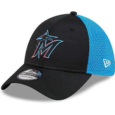 Men's New Era Black Miami Marlins Neo 39THIRTY Flex Hat