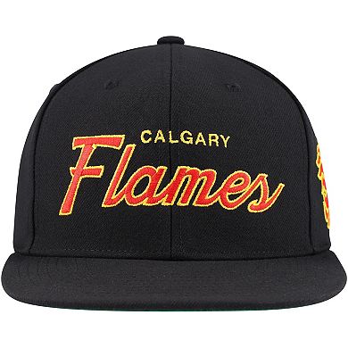 Men's Mitchell & Ness Black Calgary Flames Core Team Script 2.0 Snapback Hat