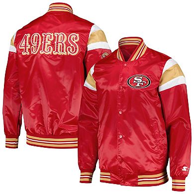 Men's Starter Scarlet San Francisco 49ers Satin Full-Snap Varsity Jacket