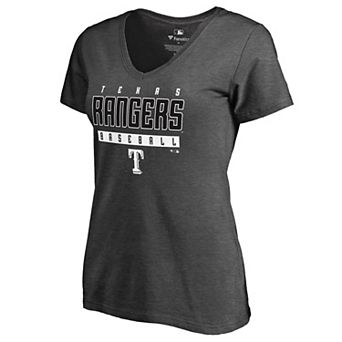 Women's Fanatics Branded Ash Texas Rangers Charcoal Stack V-Neck T-Shirt