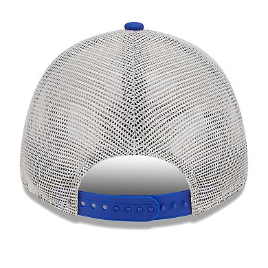 Men's New Era Khaki/Royal Philadelphia 76ers Throwback Patch Trucker 9FORTY Adjustable Hat