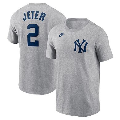 Men's Nike Derek Jeter Heather Gray New York Yankees Fuse Name & Number T-Shirt