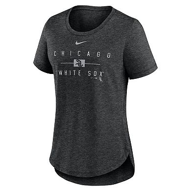 Women's Nike Heather Black Chicago White Sox Knockout Team Stack Tri-Blend T-Shirt