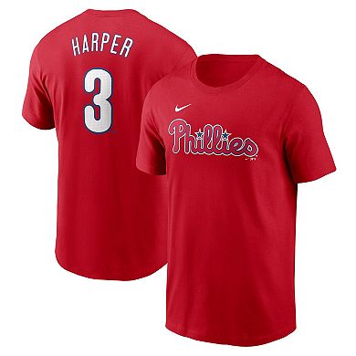Men's Nike Bryce Harper Red Philadelphia Phillies Fuse Name & Number T-Shirt