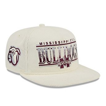 Men's New Era White Mississippi State Bulldogs Throwback Golfer Corduroy Snapback Hat