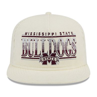 Men's New Era White Mississippi State Bulldogs Throwback Golfer Corduroy Snapback Hat