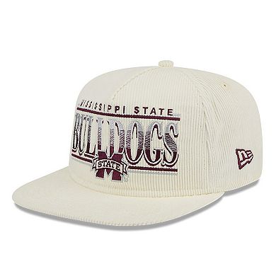 Men's New Era White Mississippi State Bulldogs Throwback Golfer Corduroy Snapback Hat