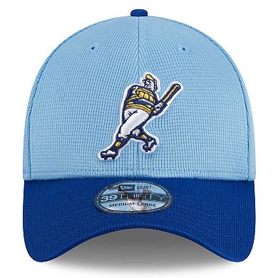Men's New Era Light Blue Milwaukee Brewers 2024 Batting Practice 39THIRTY Flex Hat