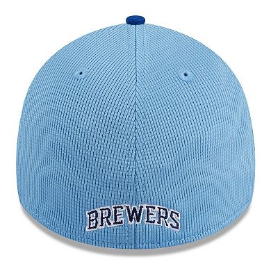 Men's New Era Light Blue Milwaukee Brewers 2024 Batting Practice 39THIRTY Flex Hat