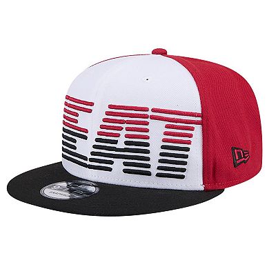 Men's New Era White/Black Miami Heat Throwback Gradient Tech Font 9FIFTY Snapback Hat