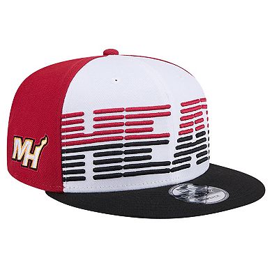 Men's New Era White/Black Miami Heat Throwback Gradient Tech Font 9FIFTY Snapback Hat