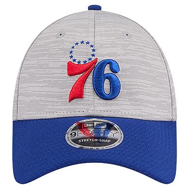 Men's New Era Heather Gray/Royal Philadelphia 76ers Active Digi-Tech Two-Tone 9FORTY Adjustable Hat