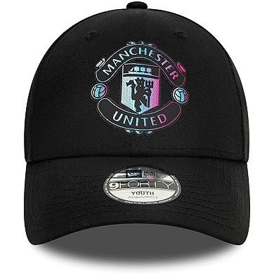 Youth New Era Black Manchester United Holographic 9FORTY Adjustable Hat
