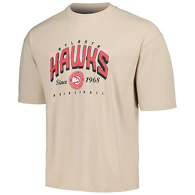 Unisex Qore Cream Atlanta Hawks Oversized Game Day Cozy Half Sleeve T-Shirt