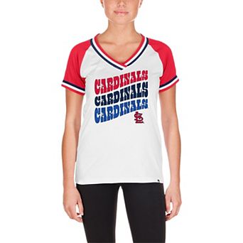 Women's New Era White St. Louis Cardinals Jersey Double Binding Raglan V-Neck T-Shirt