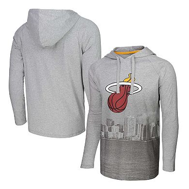 Men's Stadium Essentials Heather Gray Miami Heat Atrium Raglan Long Sleeve Hoodie T-Shirt
