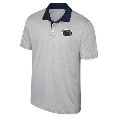 Men's Colosseum Gray Penn State Nittany Lions Big & Tall Tuck Striped Polo