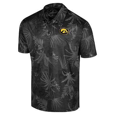 Men's Colosseum Black Iowa Hawkeyes Big & Tall Palms Polo