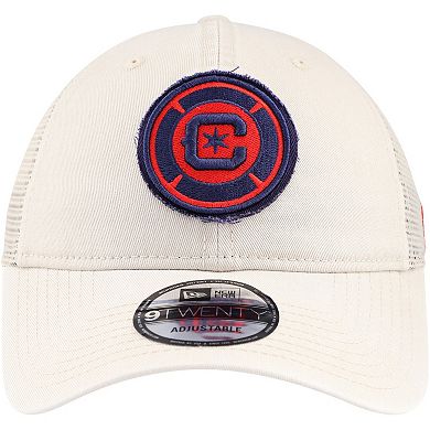 Men's New Era Tan Chicago Fire Game Day 9TWENTY Adjustable Trucker Hat
