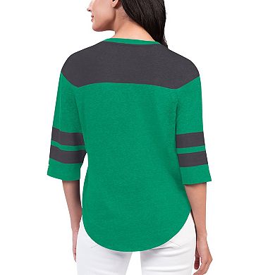 Women's Starter Kelly Green Philadelphia Eagles Fullback Tri-Blend 3/4-Sleeve T-Shirt