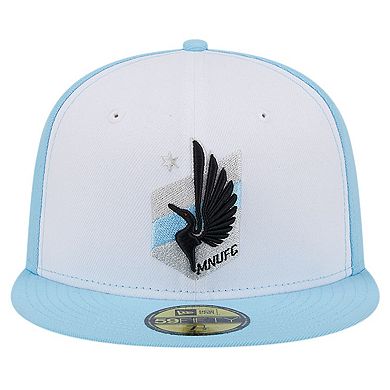 Men's New Era White/Light Blue Minnesota United FC 2024 Kick Off Collection 59FIFTY Fitted Hat