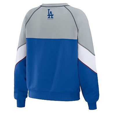 Women's WEAR by Erin Andrews Heather Gray/Royal Los Angeles Dodgers Crewneck Pullover Sweatshirt