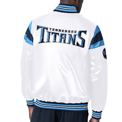 Men's Starter White Tennessee Titans Satin Full-Snap Varsity Jacket