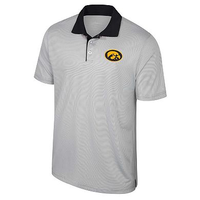 Men's Colosseum Gray Iowa Hawkeyes Big & Tall Tuck Striped Polo