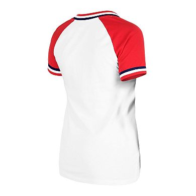 Women's New Era White Philadelphia Phillies Jersey Double Binding V-Neck T-Shirt