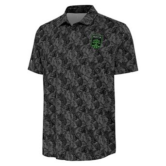 Men's Antigua Black Austin FC Resort Button-Up Shirt