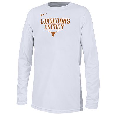Youth Nike  White Texas Longhorns 2024 On-Court Bench Energy T-Shirt