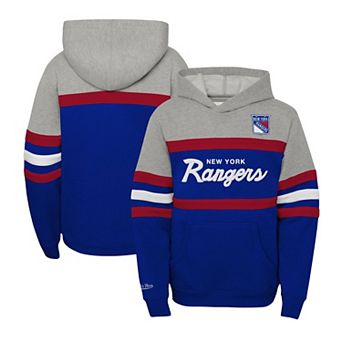 Youth Mitchell & Ness Blue New York Rangers Head Coach Pullover Hoodie