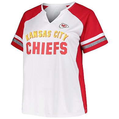 Women's Fanatics Branded White/Red Kansas City Chiefs Plus Size Color Block T-Shirt