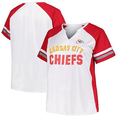 Women's Fanatics Branded White/Red Kansas City Chiefs Plus Size Color Block T-Shirt