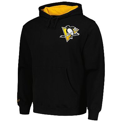 Men's Mitchell & Ness Mario Lemieux Black Pittsburgh Penguins Premium Name & Number Fleece Pullover Sweatshirt
