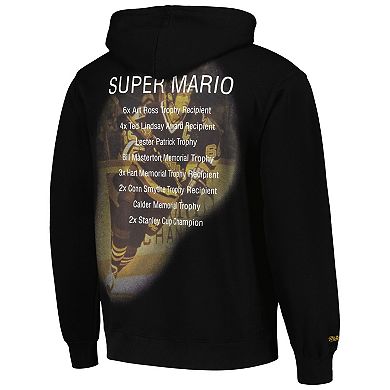Men's Mitchell & Ness Mario Lemieux Black Pittsburgh Penguins Premium Name & Number Fleece Pullover Sweatshirt