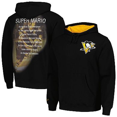 Men's Mitchell & Ness Mario Lemieux Black Pittsburgh Penguins Premium Name & Number Fleece Pullover Sweatshirt