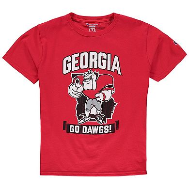 Youth Champion Red Georgia Bulldogs Strong Mascot T-Shirt